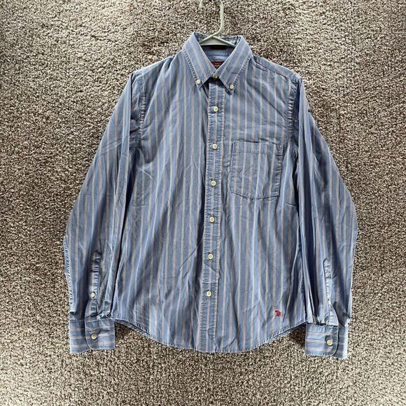 Vintage Abercrombie Fitch Shirt Mens Small Blue Striped Muscle Button Up Preppy - Picture 1 of 10